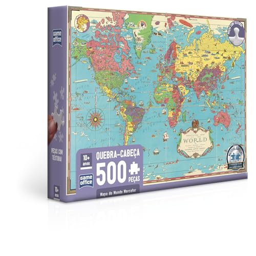 Toyster - Quebra-cabeça: Mapa do Mundo Mercator - 500 peças - Game Office Toyster - Quebra-cabeça: Mapa do Mundo Mercator - 500 peças - Game Office