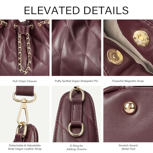 Image of CLUCI Quilted Leather Handbag, Soft Tote Bags for Women with Adjustable Strap, Crumpled Shoulder Purse Tabby Slouchy Hobo Bag