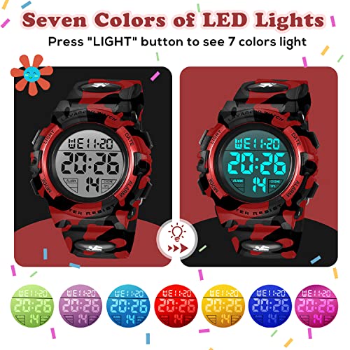 Image of Kids Watch,Boys Watch for 3-15 Year Old Boys,Digital Sport Outdoor Multifunctional Chronograph LED 50 M Waterproof Alarm Calendar Analog Watch for Children with Silicone Band,Kids Gift