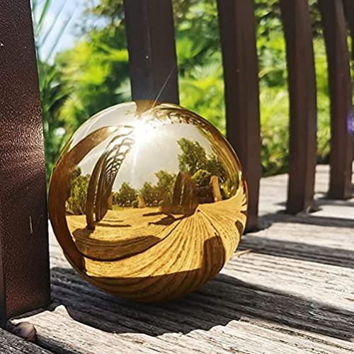 Cabilock 8 Stücke Edelstahl Gartenkugel Metallkugeln Deko Garten Spiegelkugel Hohlkugel Metall Dekokugel Gartendeko Edelstahlkugeln Teichkugeln für Rasen Garten Metall Ball Deko Gold
