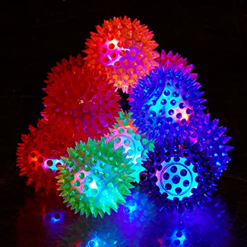 Relaxdays 10024328 LED Igelball, 12er Set, mit Noppen, leuchtender Flummi, Blinkender Stachelball, Ø 6,5 cm, Pack