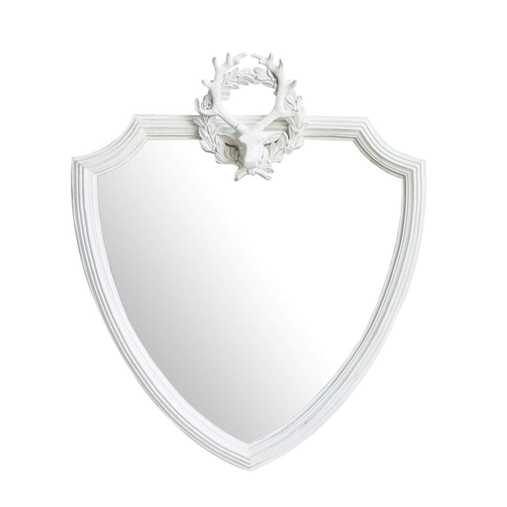 TYUHDUYUR Nordic Resin Decorative Mirror Lightweight Shaving Mirror Bevelled HD Vanity Glass Mirror Unique Shape for Living Room Hallway Bedroom White