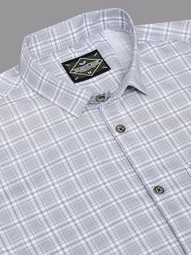 Image of Majestic Man Men Comfort Slim Fit Opaque Checked Cotton Casual Shirt