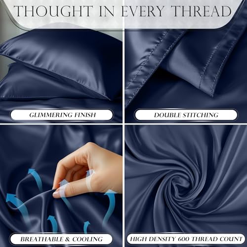 Image of DECOLURE Satin Sheets Queen Size | Softer Than Silk | Luxury 4 Pc Bed Set