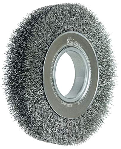Image of Weiler 06080 6 inch Medium Face Crimped Wire Wheel, .014 inch Steel Fill, 2 inch Arbor Hole, Made in the USA
