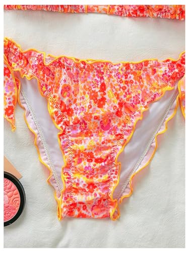 COZYEASE Women's 2 Piece Bikini Sets Floral Boho Halter Triangle Bathing Suit Tie Side Cheeky Swimsuits4