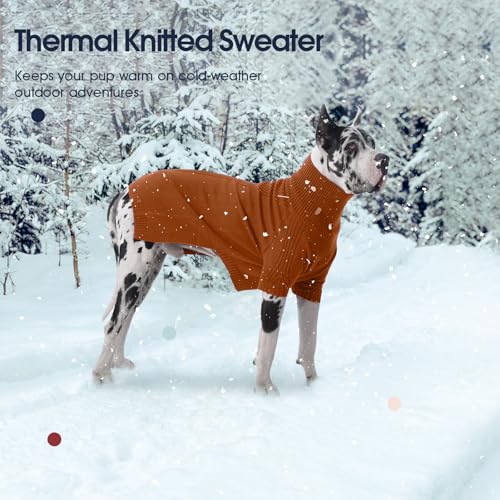 Image of Great Dane Sweater,5XL Extra Large Sweater for Giant Breed Dogs in Winter | Turtleneck Cold Weather Outfit, For Senior & Short-haired Giant Dog Clothes, Elastic Pullover for Saint Bernard,Mastiff