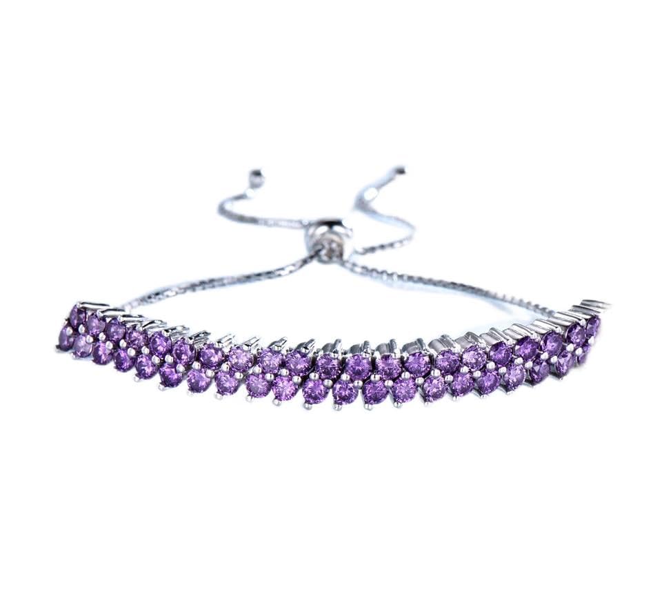 Bague améthyste créée en argent sterling 925, alliance extensible de luxe