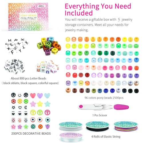 Paodey PD-PONY5BOX-96COLOR 5 Boxes Bracelet Making Kit Pony Beads thumb #3