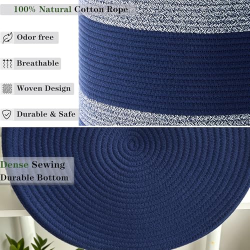 Image of Blue Hamper Tall Woven Laundry Basket 80L Large