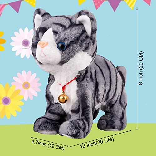 Pattern Gray Robot Cat Plush Cat Stuffed Animal Interactive Cat, Meow Kitten Touch Control, Electronic Cat Pet, Robotic Cat Cat Kitty Toy, Animated Toy Cats for Girls Baby Kids L:12" by Marsjoy - Used condition - Image 4