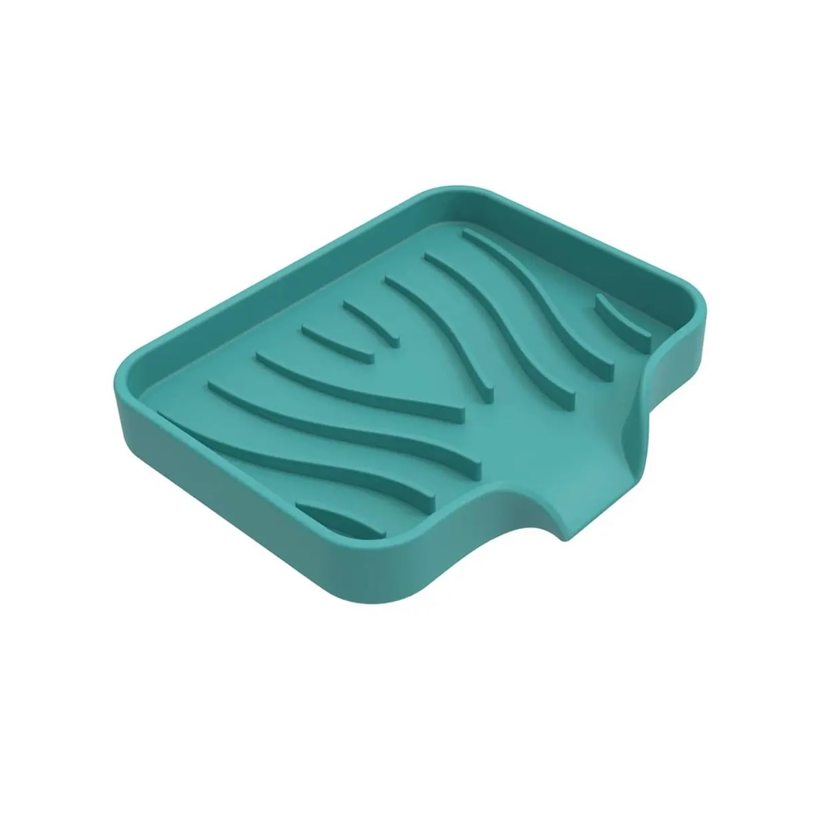 Silicone Kitchen Sink Tray, Soap Dish Holder with Built-in Drain Lip for Sponge Brush(Green)