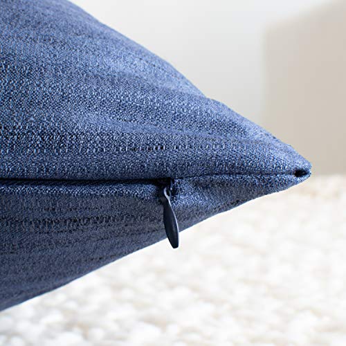 Image of The White Petals Dark Blue Throw Pillow Covers for Sofa, Couch & Bed (20x20 inch, Pack of 2)