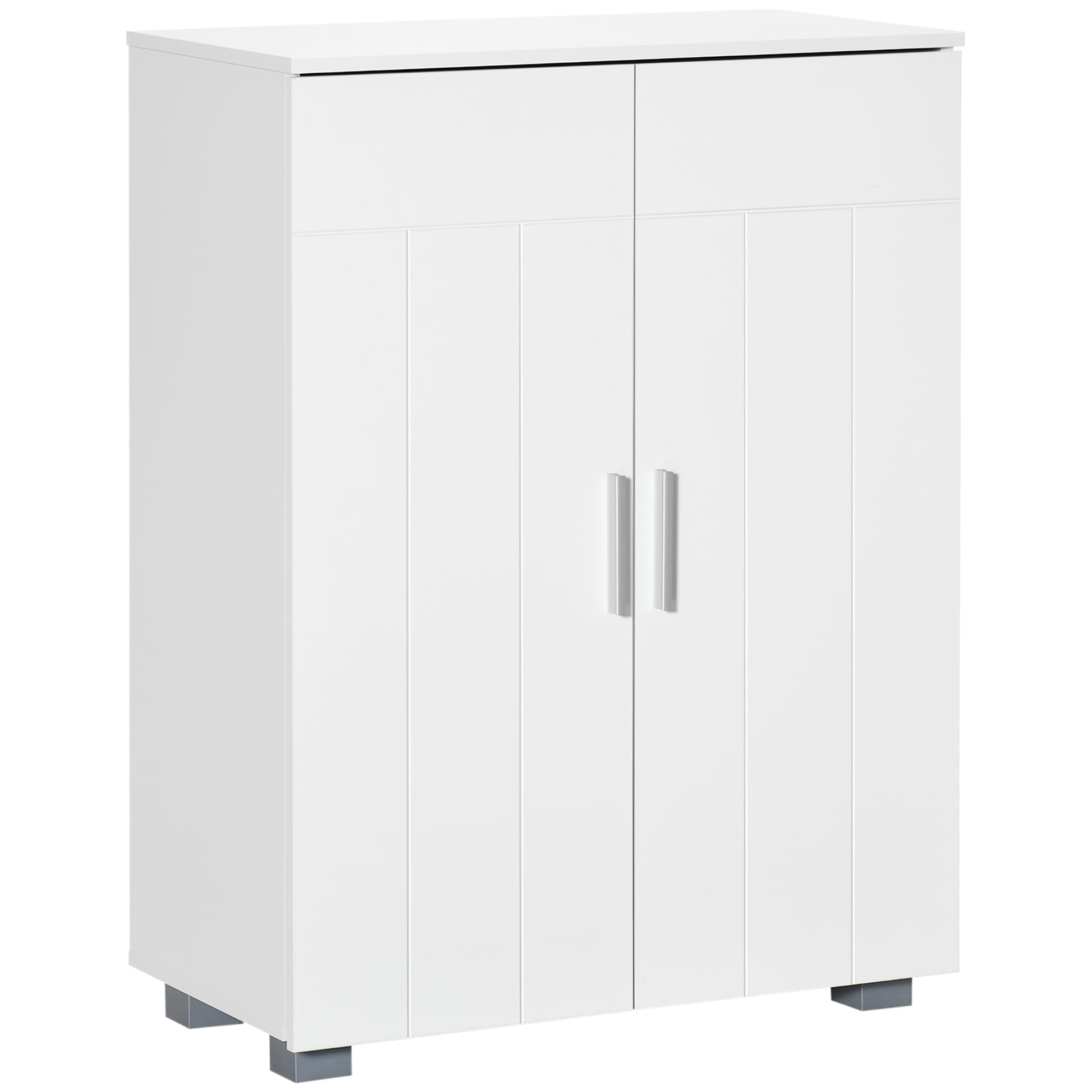 kleankin Armario de Baño 2 Puertas, Mueble Auxiliar de Almacenaje, Blanco