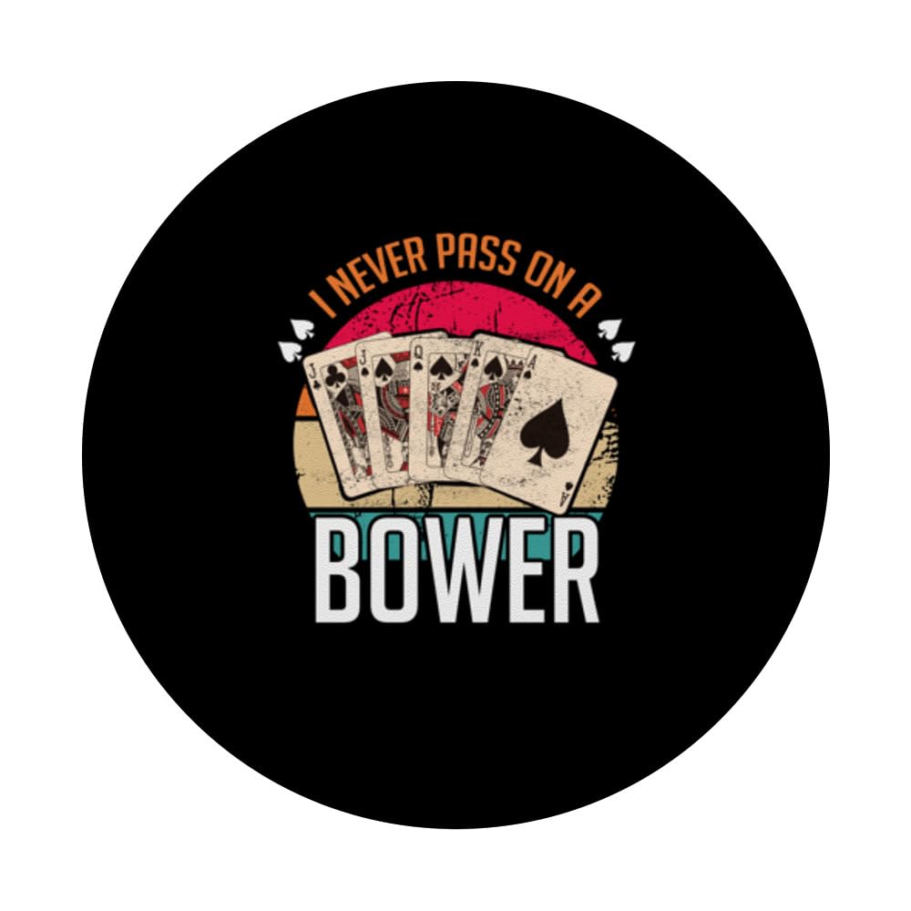Euchre Player Card Game Lover I Never Pass On A Bower PopSockets Swappable PopGrip, Black - Image 3