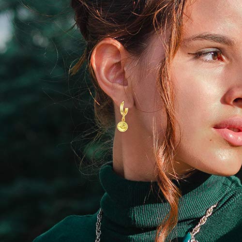 Evil Eye Dangle Drop Hoop Earrings With Small Charm 18K Gold Plated Vintage Huggie Hoops Elegant Dangling Jewelry Gifts For Women And Girls #TOP1