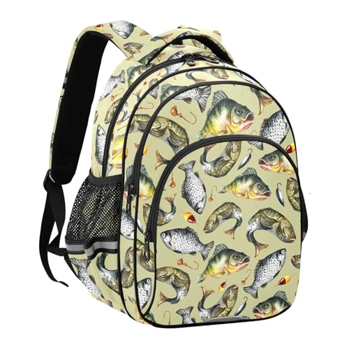 Kids Fish Hook Fishing Backpack for Girls Boys Elementary School Bags Children Bookbags Daypack Lightweight Waterproof Laptop Large Capacity Backpack S2