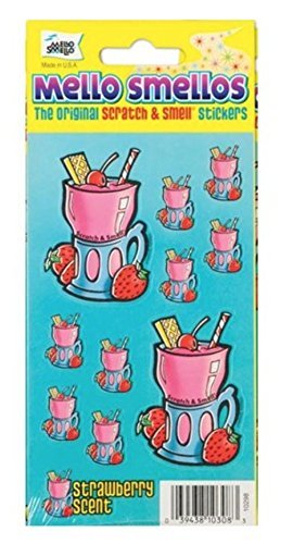 Mello Smello Set of 12 Scratch & Smell Sticker Sheets (Baby Powder Blue, Baby Powder Pink, Taco, Pizza, Gumball, Chocolate Cake, Popcorn, Strawberry, Banana, Coffee, Rootbeer, Lifesavers)