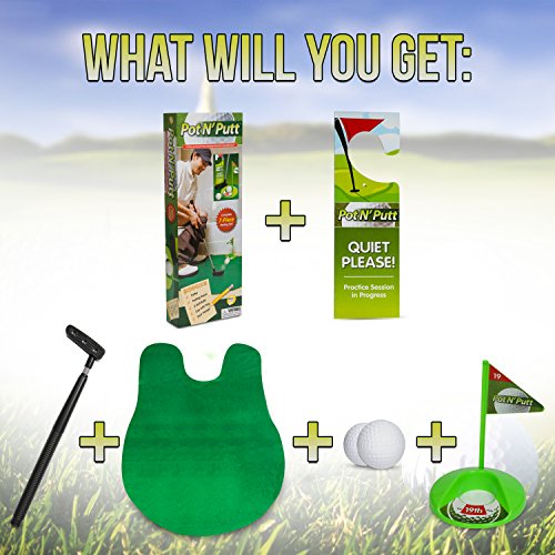 Mini Golf Set Toilet Game – Indoor Golf Practice Putting as Potty Putter Bathroom Games Perfect Gag Gifts for Men and Women - Funny Novelty Toy 1 Set