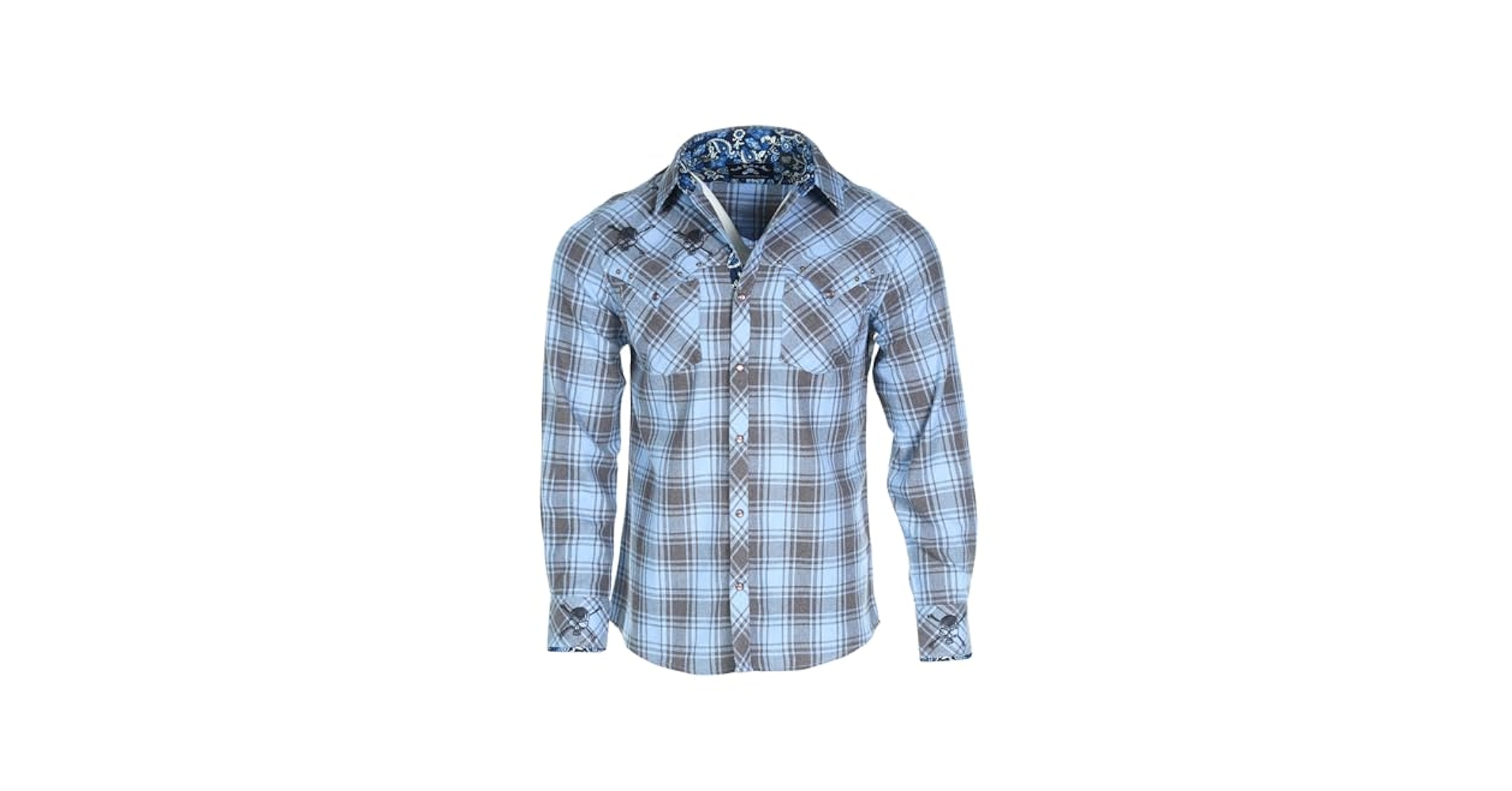 Rock Roll n Soul 長袖シャツ Amazon.com: Rock Roll n Soul Men's Embroidered Skull Flannel