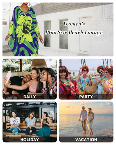 Image of Bsubseach Women Floral Print Kaftan Dresses Plus Size Bathing Suit Cover Up Moo Moos Caftan Beach Dress for Swimwear Summer