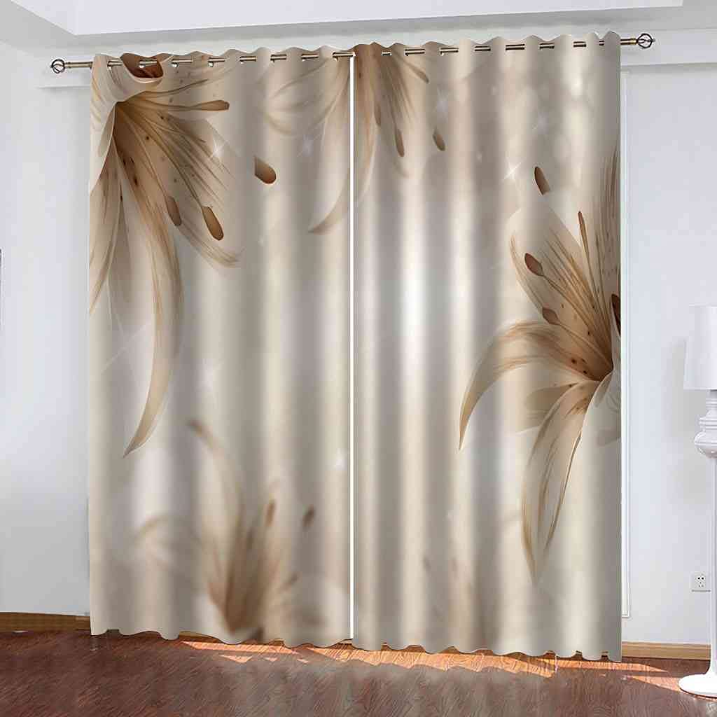 Rideaux de salon et chambre d'enfant occultants, ambiance cosy fleurs de lys 3D