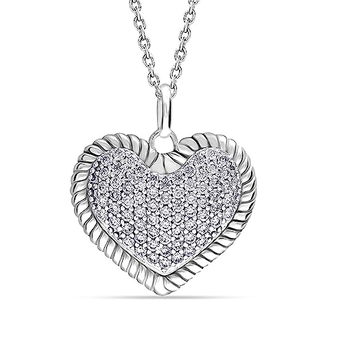 Image of LeCalla 925 Sterling Silver Heart Necklace for Women | 14K Gold & Rose-Gold Plated Love Heart Pendant Necklaces | Romantic, Inspirational Pendant Jewelry Gifts for Wife, Mom, Girlfriend