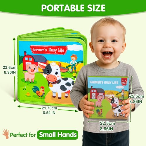Image of Quanquer Montessori Busy Book for Toddlers 1-3 - Farm Animal Sensory Busy Board for 1 Year Old Boys and Girls, Educational Travel Toy for Airplane Car Activities, Birthday Christmas Toddler Gifts