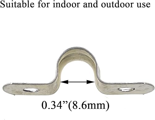 Miniatura 2 de Hahiyo Abrazaderas de soporte de tubo en U de dos agujeros, 0.315 in, resistente, sin óxido, brillante, fuerte, resistente al viento, sin afilado,
