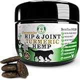 Organic Hemp Treats for Dogs, Hip & Joint with Glucosamine & Turmeric, Natural Calming Aid, Anxiety Relief, Grain-Free, Free-Range, Chicken Flavor, Made in USA, 220 Hemp Chews