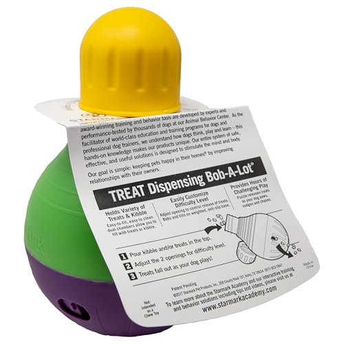 Starmark Bob-A-Lot Interactive Dog Pet Toy, Large, Yellow/Green/Purple
