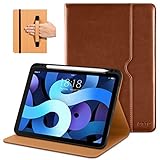 DTTO Compatible with iPad Air 4 Case, Premium Leather Business Folio Stand Cover with Built-in Apple Pencil Holder - Multiple Viewing Angles for iPad 10.9 Inch 2020, Dark Brown