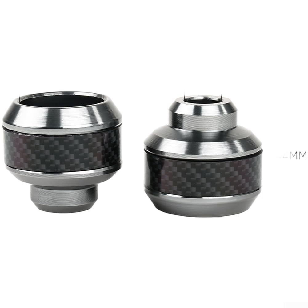 Aluminum Alloy Motorcycle Crash Pads with Carbon Fiber Accents, CNC Machined Anti-Fall Cups for E-Scooters and Motorbikes, Lightweight Shockproof Wheel Protection Bars, Red(Titanium Gray)