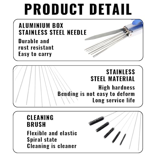Image of Carburetor Cleaning Kit, Carburetor Tool Kit, Stainless Steel 13 Cleaning Wires Set + 5 Nylon Brushes + 10 Cleaning Needles +1 Throttle Wrench, Torch Tip Cleaner for Motorcycle ATV Welder Carb