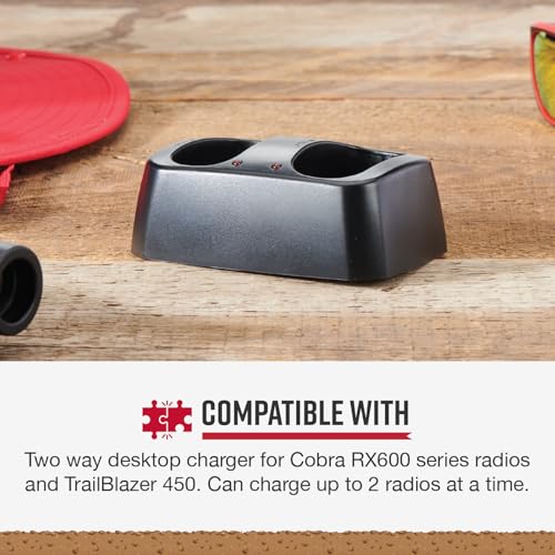 Image of Cobra RX600 Dock Charging Station for 2 Walkie Talkies with UBS Charging Cable - Dual Desktop Portable Charger, Compatible with RX680, RX685 and Trailblazer 450 Two Way Radio Models