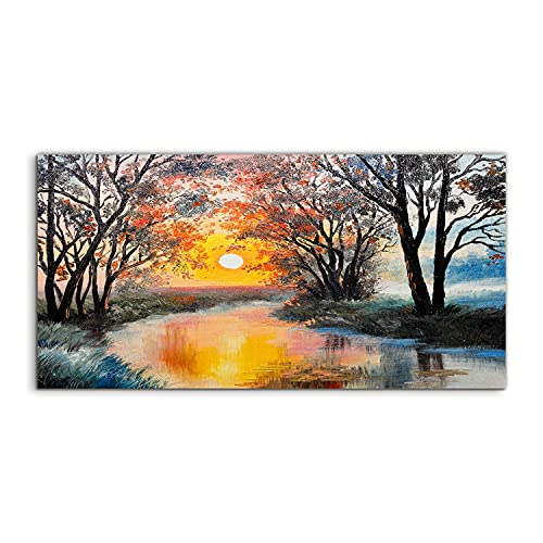 Tableau acrylique 100x50cm Sunrise lake pour décoration murale