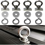 ルーフラック用高耐久ステンレス鋼アイボルトタイダウンアンカーキット4個パック 4WD オーニングと他のアクセサリーの修理にも使用できます。