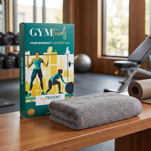 Image of MYTRIDENT Cotton Bamboo Gym Towel for Men Workout & Women Workout | 450 GSM | Perfect Gym Towel Size 45 Cms x 90 Cms | Quick-Dry | Extra Absorbent | Lightweight | Suitable for All Sports | Charcoal