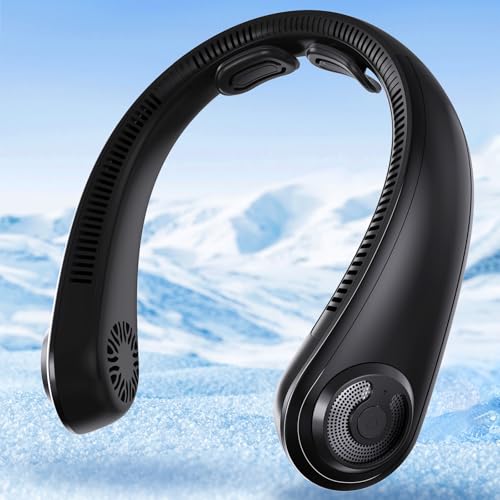 Image of Portable Neck Fan with Neck Support, 5 Speeds, Lightweight, Gifts for Father Men Women, Personal Wearable Neck Fans that Blow Cold Air Rechargeable for Hot Flashes, Disneyland, Travel Essentials