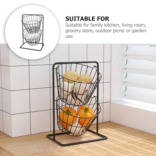 Cesta de frutas desmontable de dos niveles independientes fabricada en hierro resistente 8