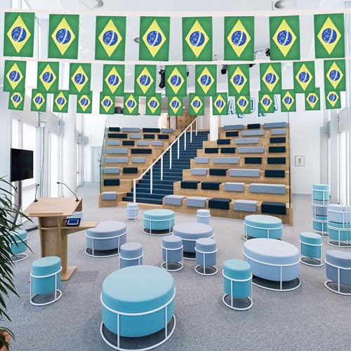 Image of 2 Pack Brazil Flag Banner String Small Mini 66 Feet 60 Pcs Brazilian Hanging Flags Decoration