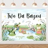 Wonmelody 2,1 x 1,5 m Deux Da Bayou Toile de fond Bannière Crocodile Décoration 2ème Anniversaire Thème Homard Guirlande Alligator Suspendue Animaux Safari Reptile Fournitures d'anniversaire pour
