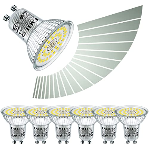 EACLL GU10 LED Bulbs Dimmable 6W Daylight White 5000K Light Replace 75W PAR16 Halogen. 700LM Energy Saving