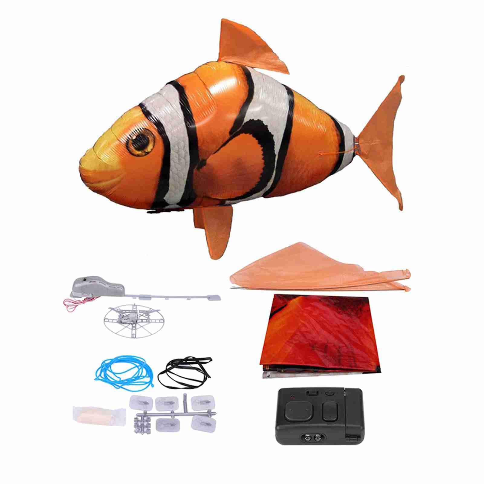 Fernbedienungskontrolle Fliegendes Haifikett RC Aufblasbare Ballon Hai Clownfish Dekoration Anti-Gravitation Indoor-Spielzeug für Zuhause, Familie, Geburtstagsfeier,