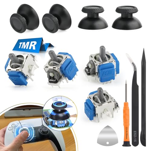 RongZy 4 Pack Joysticks für PS5 TMR Elektromagnetischer Stick Kompatibel mit Sony Playstation 5 für PS5 Controller Anti-Drift Sticks mit Thumbsticks Ersatzteile mit Reparatur Kit Accessory