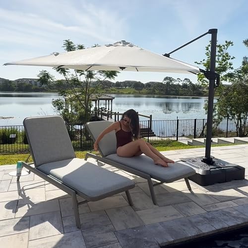Image of PURPLE LEAF Patio Lounge Chair Set of 2 Adjustable Heavy-Duty Gray