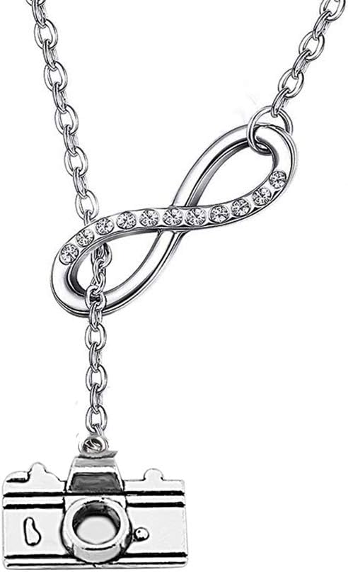 FUSTMW Photographer Gift Camera Infinity Love Charm Y Necklace Travel Jewelry Photography Gifts
