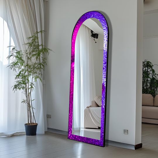 Specchio da terra astratto ad arco a tutta lunghezza da 69,8 cm x 160,2 cm (larghezza x altezza), con cornice nera e cornice nera