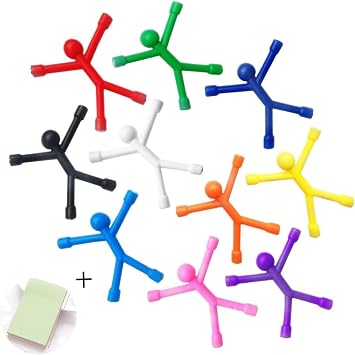 Refrigerator Magnets, 10 Pcs Mini Man Flexible Fridge Magnets, Rubber Magnet Men Refrigerator Magnets + 100 Sheets/Pad Self-Stick Note Pads