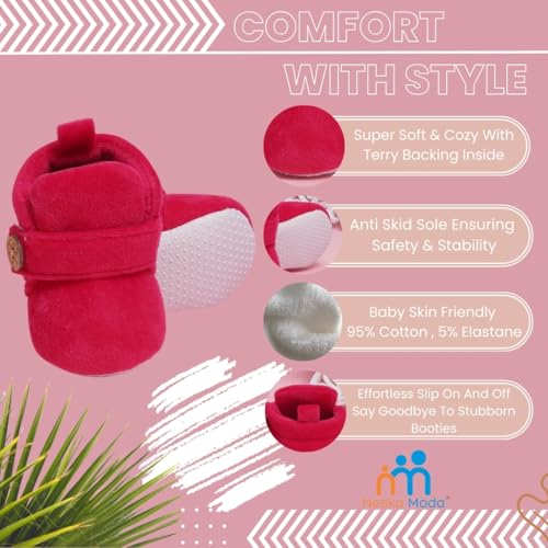 Image of Neska Moda Baby Boys & Baby Girls 6 to 12 Months Velvet Booties